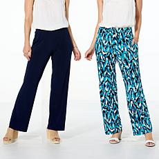 "As Is" Nina Leonard 2-pack Straight Leg Pant with Pockets