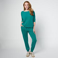 "As Is" Nina Leonard 2-piece 3/4-Sleeve Tunic and Pant Set 