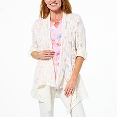 "As Is" Nina Leonard 3/4 Tab Sleeve Crochet Cardigan