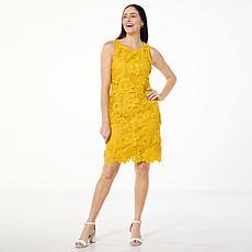"As Is" Nina Leonard 3D Floral Embroidered Crochet Dress