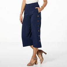 "As Is" Nina Leonard Culotte Pant with Side Panel Button Detail