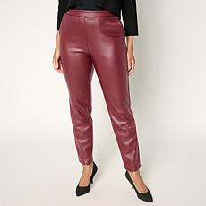 "As Is" Nina Leonard Elastic Waist Faux Leather Narrow Pant