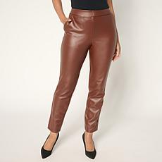 "As Is" Nina Leonard Elastic Waist Faux Leather Narrow Pant