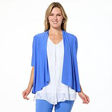 "As Is" Nina Leonard Elbow-Sleeve Drape-Front Bolero