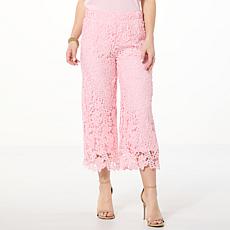 "As Is" Nina Leonard Floral Lace Culotte Pant