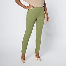 "As Is" Nina Leonard High Tech Crepe Knit Pull-On Slim-Leg Pants