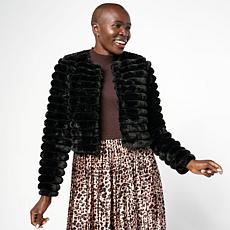 "As Is" Nina Leonard Long Sleeve Faux Fur Bolero Top