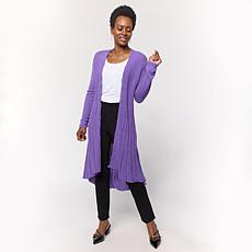 "As Is" Nina Leonard Long Sleeve Rib Knit Cardigan
