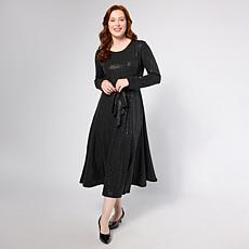 "As Is" Nina Leonard Long Sleeve Round Neck Printed Sylvia Dress