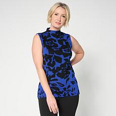 "As Is" Nina Leonard Printed Mock Neck Sweater Tank