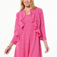 "As Is" Nina Leonard Ruffle Trim Eyelet Bolero 