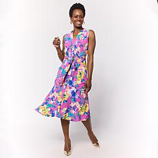 "As Is" Nina Leonard Sleeveless Collared Button Front Dress