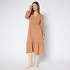 "As Is" Nina Leonard Smocked Waist Surplice Dress