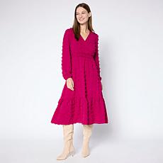 "As Is" Nina Leonard Smocked Waist Surplice Dress