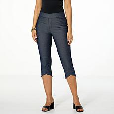 "As Is" Nina Leonard Stretch Twill "Denim" Cropped Pant