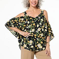 "As Is" Nina Leonard Sweetheart Neckline Cold Shoulder Top