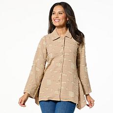 "As Is" Nina Leonard Textured Wave Tab Sleeve Tunic