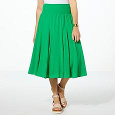 "As Is" One World Printed Smocked Waist Skirt