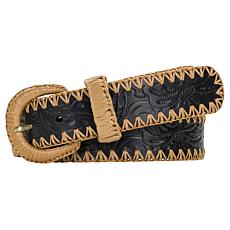 "As Is" Patricia Nash Calais Floral Design Tooled Leather Belt