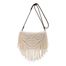 "As Is" Patricia Nash Cannara Leather Trim Crochet Crossbody