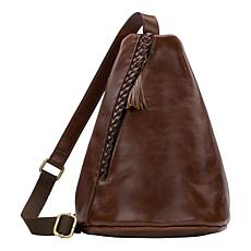 "As Is" Patricia Nash IVA Nell Leather Sling with Braided Detail