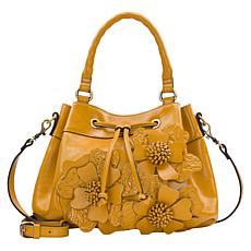 "As Is" Patricia Nash Oriana Leather Floral Drawstring Bag