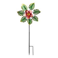 "As Is" Plow & Hearth 43" Tropical Leaves Wind Spinner