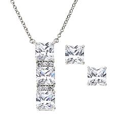 "As Is" Radiance by Absolute™ 3-Stone Pendant & Solitaire Earrings Set