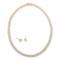 "As Is" Radiance by Absolute™ Round Tennis Necklace & Stud Earrings