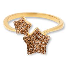 "As Is" Rarities .18ctw Champagne Diamond Gold-Plated Star Bypass Ring