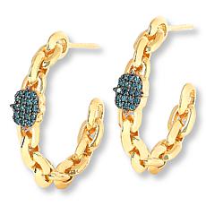 "As Is" Rarities 1/8ctw Diamond Gold-Plated Sterling Link Hoop Earring