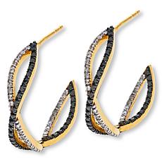 "As Is" Rarities 3/4ctw Diamond Double Helix Crisscross Hoop Earrings