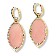 "As Is" Rarities Chalcedony & Champagne Diamond Marquise Drop Earrings