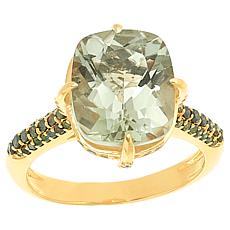 "As Is" Rarities Cushion-Cut Gemstone and Diamond Gold-Plated Ring