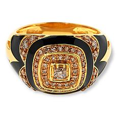 "As Is" Rarities Gold-Plated 1/2ctw Champagne Diamond & Black Ring