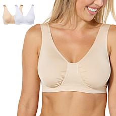 Rhonda Shear 2-pack Open Air Ahh Seamless Bra - Light Beige/Glass