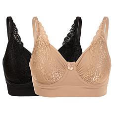 "As Is" Rhonda Shear 2-pack Butterknit No Wire Underwire Bra with Lace