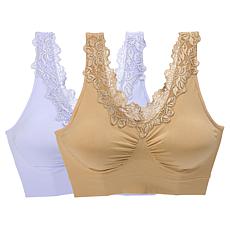"As Is" Rhonda Shear 2-pack Seamless Bra with Lace Inset