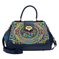 "As Is" Sharif Legacy 3D Embroidered Melange Leather Doctor's Satchel