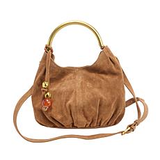 "As Is" Sharif Legacy Silky Suede Metallic Handle Hobo Bag with Strap