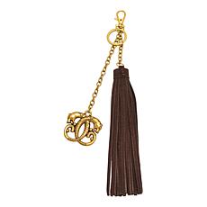 "As Is" Sharif Legacy Suede Leather Logo Tassel Bag Charm/Keyring