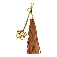 "As Is" Sharif Legacy Suede Leather Logo Tassel Bag Charm/Keyring