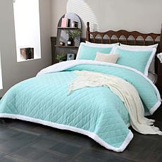 "As Is" South Street Loft Sherpa Trimmed Quilt Set