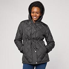 "As Is" Sporto® Meg Quilted Mid-Length Hooded Jacket