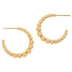 "As Is" Stately Steel Goldtone Stainless Steel Beaded C-Hoop Earrings