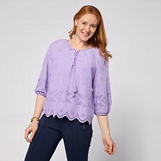 "As Is" Tower Hill by Christie Brinkley Eyelet Detail Top