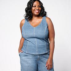 "As Is" TowerHill by Christie Brinkley Double Take Denim Knit Illus...