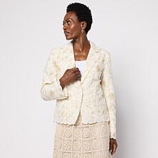 "As Is" TowerHill by Christie Brinkley Embroidered Novelty Blazer