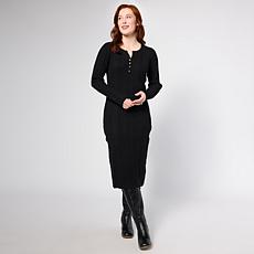 "As Is" TWRHLL by Christie Brinkley Henley Cable Knit Dress