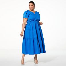 "As Is" TWRHLL by Christie Brinkley Multi-Tier Maxi Dress